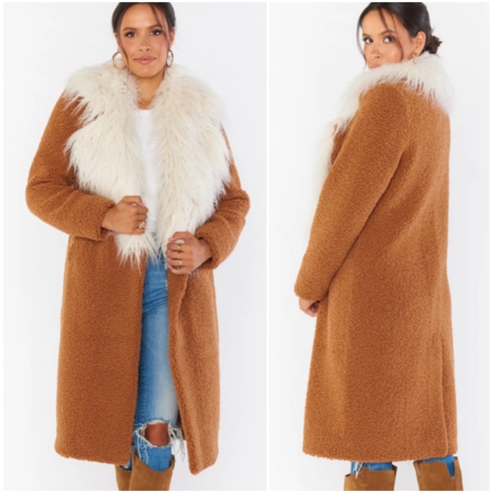 Show Me Your MuMu Stay Warm Faux Fur Collar Teddy Sherpa Chic Coat Jacket - Picture 3 of 16